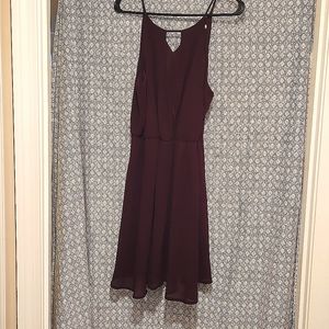 Plum Mini Faux-Wrap Dress, M, Miami